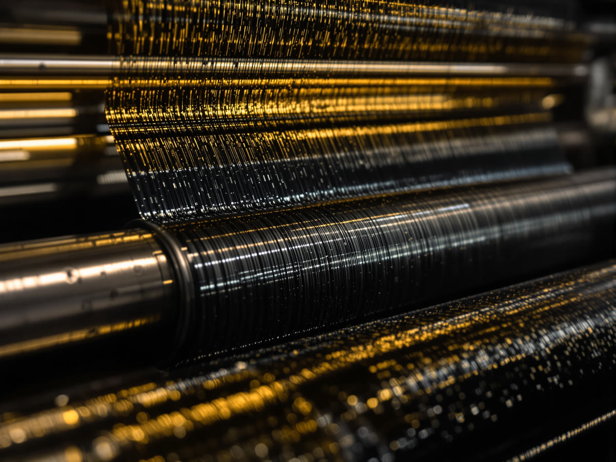 Ink film on the roller train of one of our offset presses